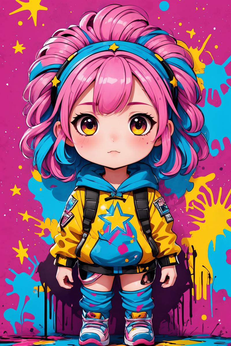 00442-1865383439-masterpiece,best quality,1girl,chibi,cute,big head,graffiti,Pink hair,Dutch braid,Tabard,tuya,Stars,symbols,splash,colorful back.png